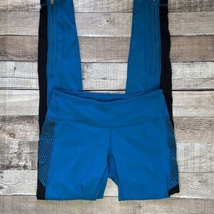 Zella Women’s Workout Gym Athletic Blue Snake Print Side Meshed Leggings | XS